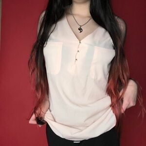 Sheer Pastel pink tank top blouse 💗💗​​​​​​​​​​​​​​​​​​​​​​
